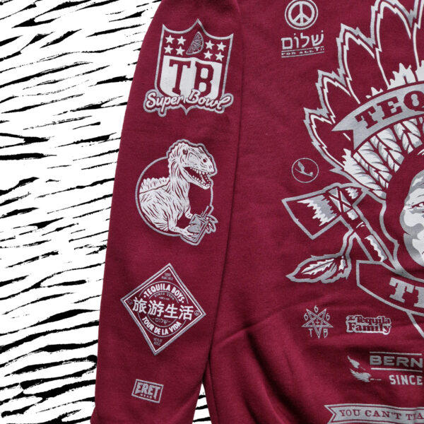 TEQUILA BOYS TRIBE SWEATER BURGUNDY SLEEVE 1